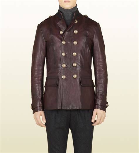 gucci leather jacket with ruby